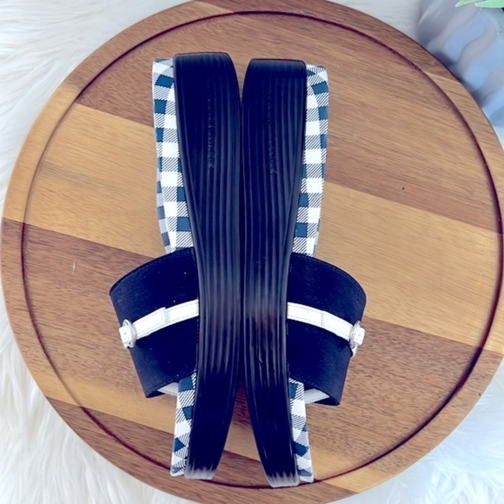 DONALD PLINER Navy White Fifi Wedge Flip Flop Summer Nautical Sandal 6 - Picture 3 of 11